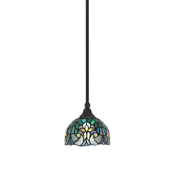 Unbranded Sparta 100-Watt 1-Light Espresso Shaded Pendant Light Mini Pendant with Cypress Art Glass, No Bulb Included