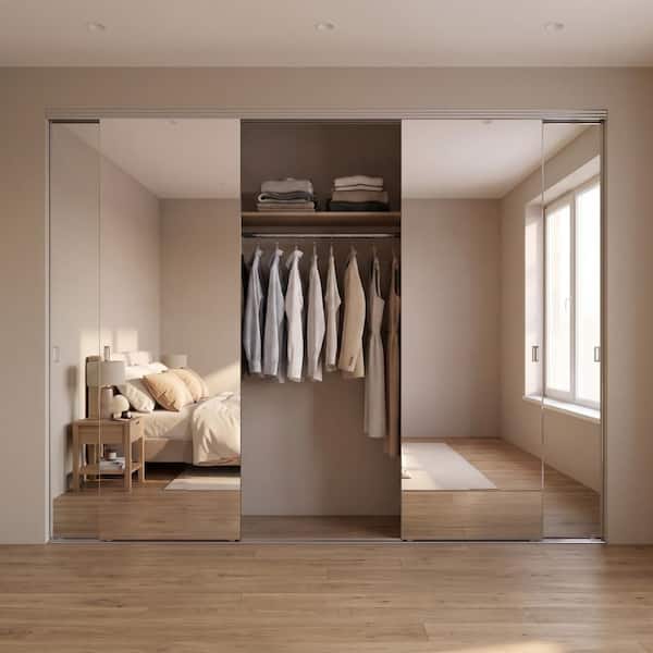Polished Edge Mirror Solid Core Chrome MDF Interior Sliding Door