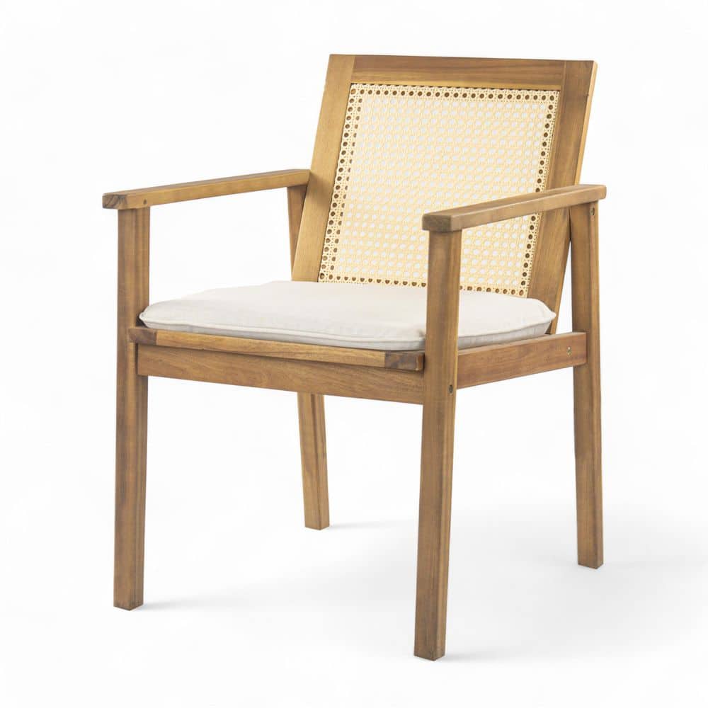 Preston Outdoor Dining Chair with Cushion in Teak and Beige Set of 2 Durable Construction Easy to Install price history on PriceWatchPro