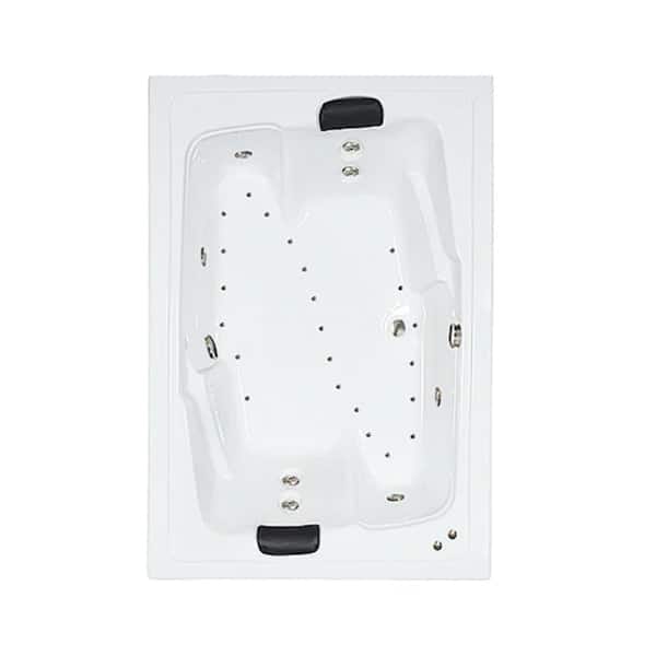 Comfortflo 72 in. x 54 in. Acrylic Rectangular Drop-in Whirlpool and Air Bathtub with Center Drain in Biscuit