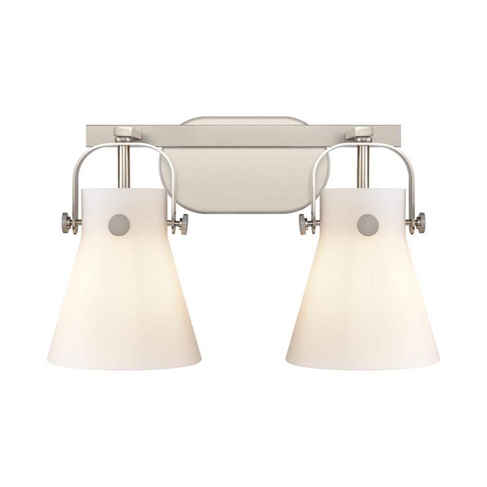 Pilaster II Cone 17 in. 2-Light Satin Nickel Vanity Light with Glass Shade price history on PriceWatchPro