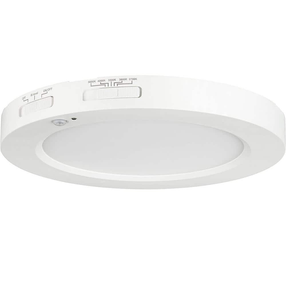 8 in. 1-Light White Selectable LED 27K/30K/35K/40K/50K Color 90 CRI Dimmable Motion Sensor Round Mini Panel Flush Mount price history on PriceWatchPro