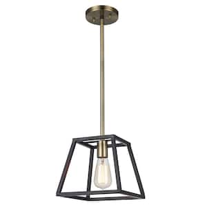 Adams 1-Light Oil Rubbed Bronze Mini Pendant Light Fixture with Caged Metal Shade