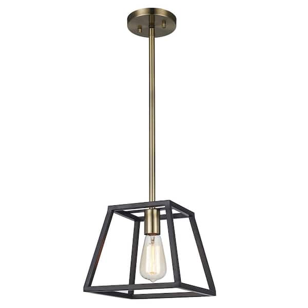 Bel Air Lighting Adams 1-Light Oil Rubbed Bronze Mini Pendant Light Fixture with Caged Metal Shade