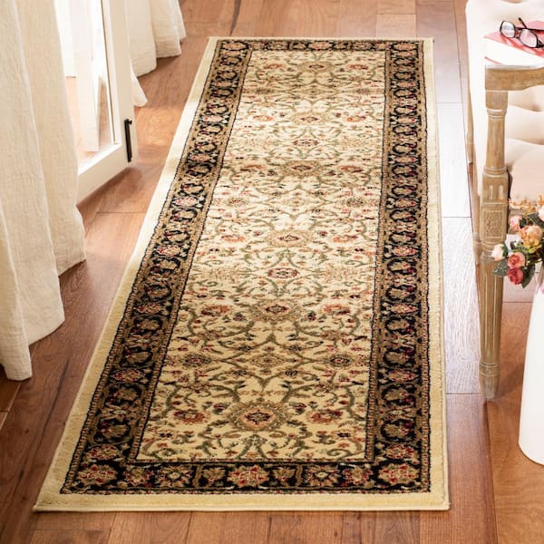 Lyndhurst 2 ft. x 10 ft. Ivory/Black Floral Runner Rug