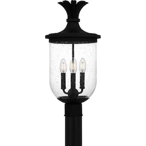 Havana 3 Light Earth Black Steel Hardwired Outdoor Weather Resistant Post Light with No Bulbs Included