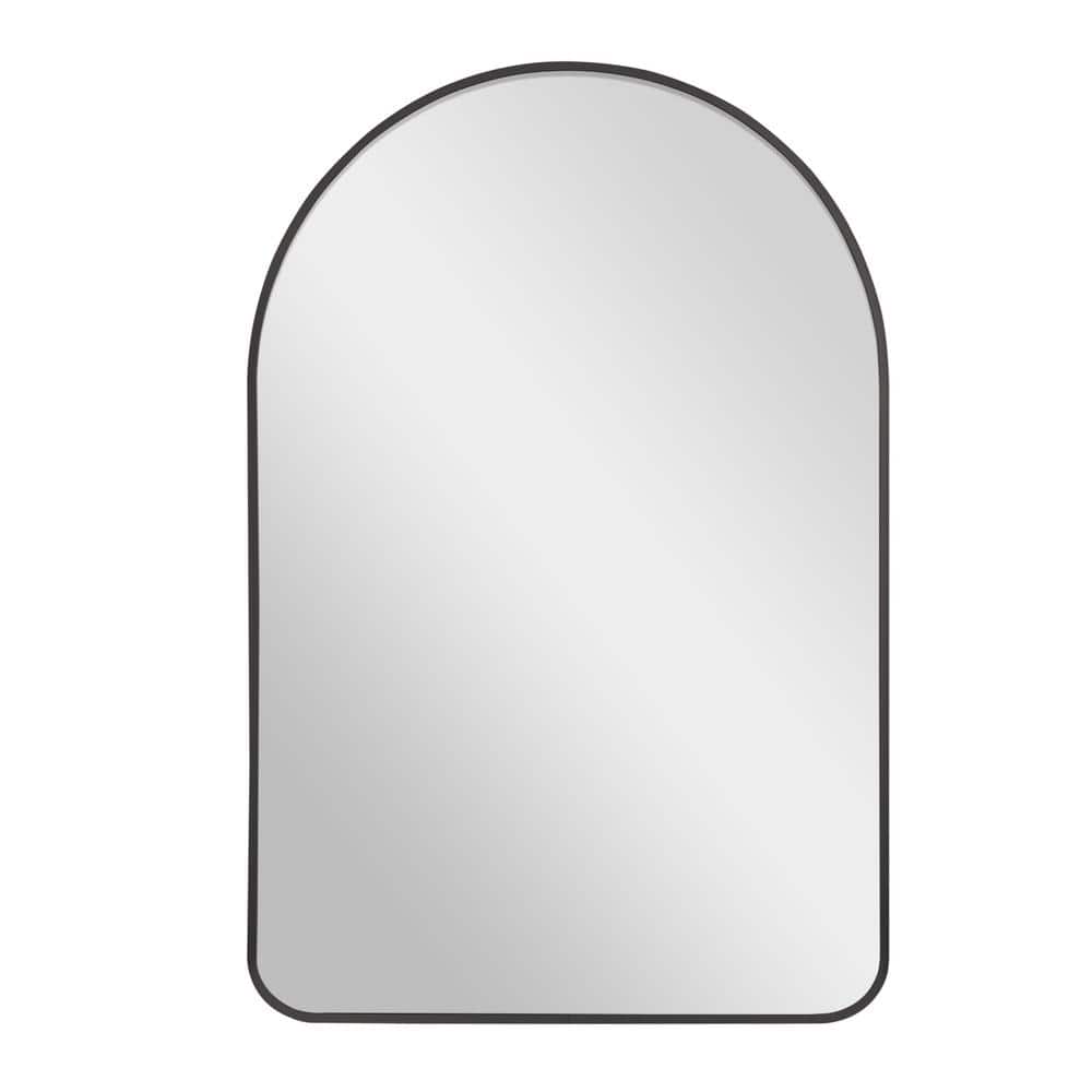 Modern 24 in. W x 36 in. H Arched Aluminum Alloy Framed Wall Mirror in Blac