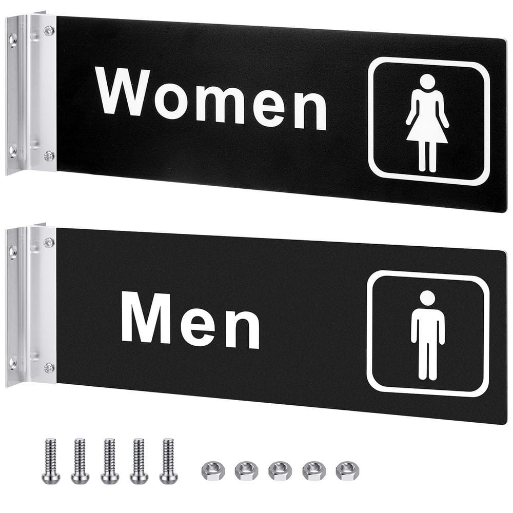 2 pcs Acrylic Black Double Sided Restroom Door Signs for Indoor or Outdoor Business Bathroom Easy Installation price history on PriceWatchPro