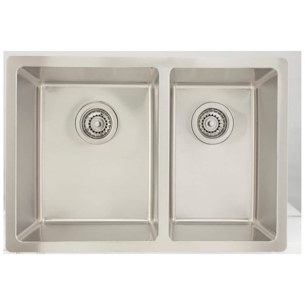 Undermount Stainless Steel 26 in. 75/25 Double Bowl Kitchen Sink in Chrome, Silver