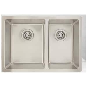 Undermount Stainless Steel 26 in. 75/25 Double Bowl Kitchen Sink in Chrome