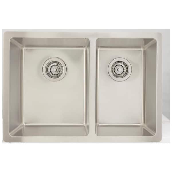 Undermount Stainless Steel 26 in. 75/25 Double Bowl Kitchen Sink in Chrome