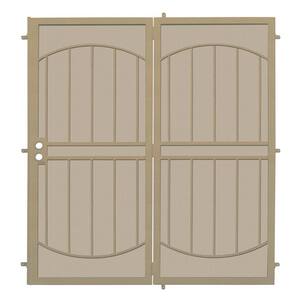 72 in. x 80 in. Arcada Tan Projection Mount Outswing Steel Patio Security Door with Expanded Metal Screen
