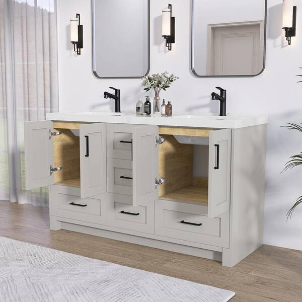 NTQ 60 in. W x 22 in. D x 36 in. H Bathroom Vanity Double Sink