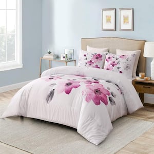 3-Piece All Season Bedding Queen Size Comforter Set, Ultra Soft Polyester Elegant Bedding Comforters-White
