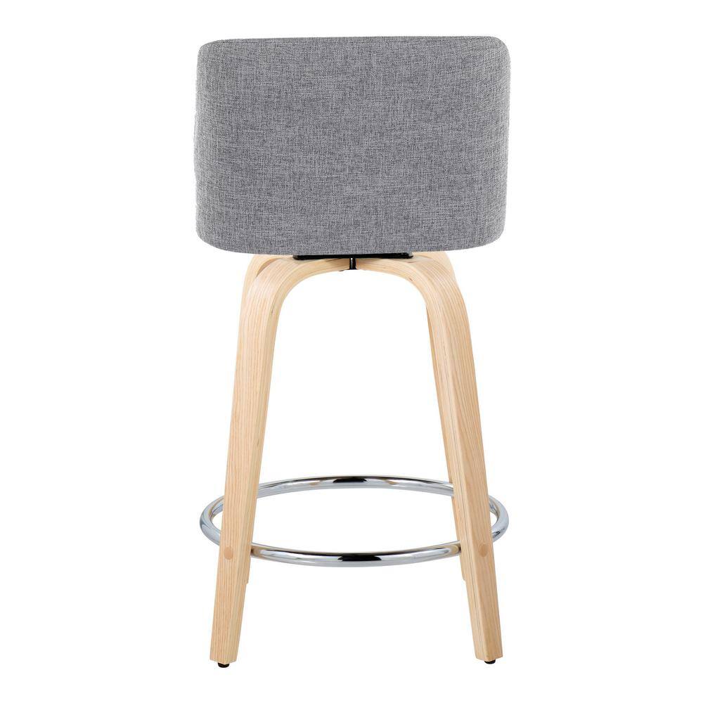 Toriano Gray Swivel Wood and Metal Counter Stool Set