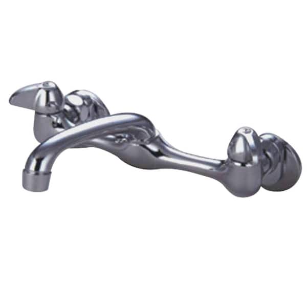 Proseal Two Handle Adjustable Centers Wall Mount Standard Kitchen Faucet in Polished Chrome