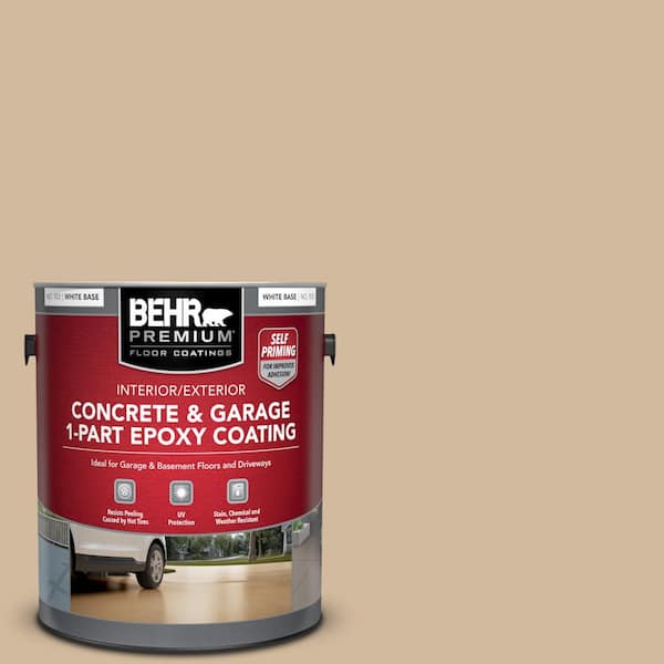 BEHR PREMIUM 1 gal. #S280-3 Practical Tan Self-Priming 1-Part Epoxy Satin Interior/Exterior Concrete and Garage Floor Paint