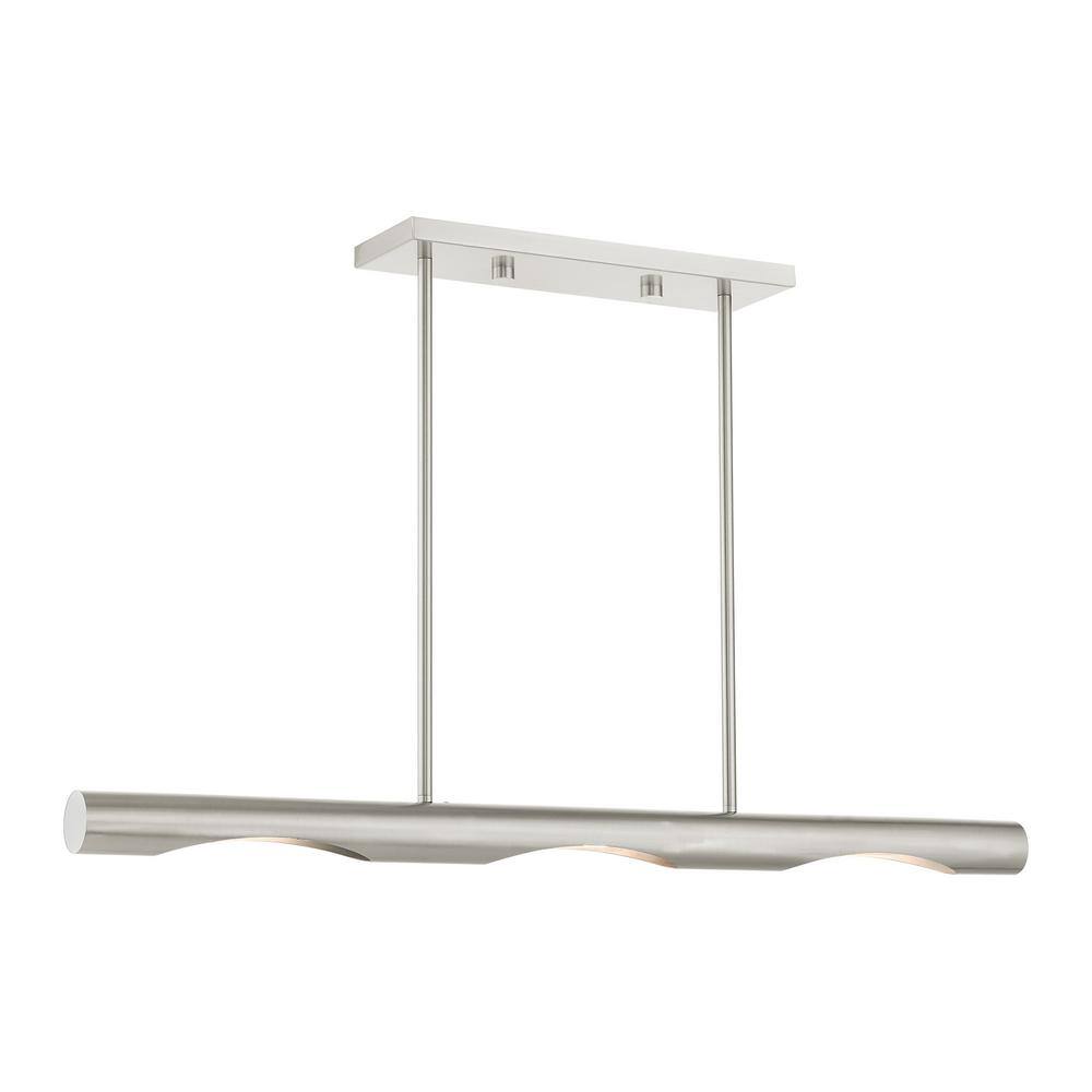 Acra Brushed Nickel 3-Light Linear Chandelier