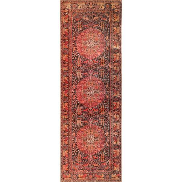 8 ft. Brown Medallion Power Loom Runner Rug