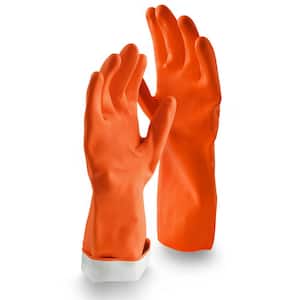 Small Orange Latex Premium Reusable Rubber Gloves (1-Pair)