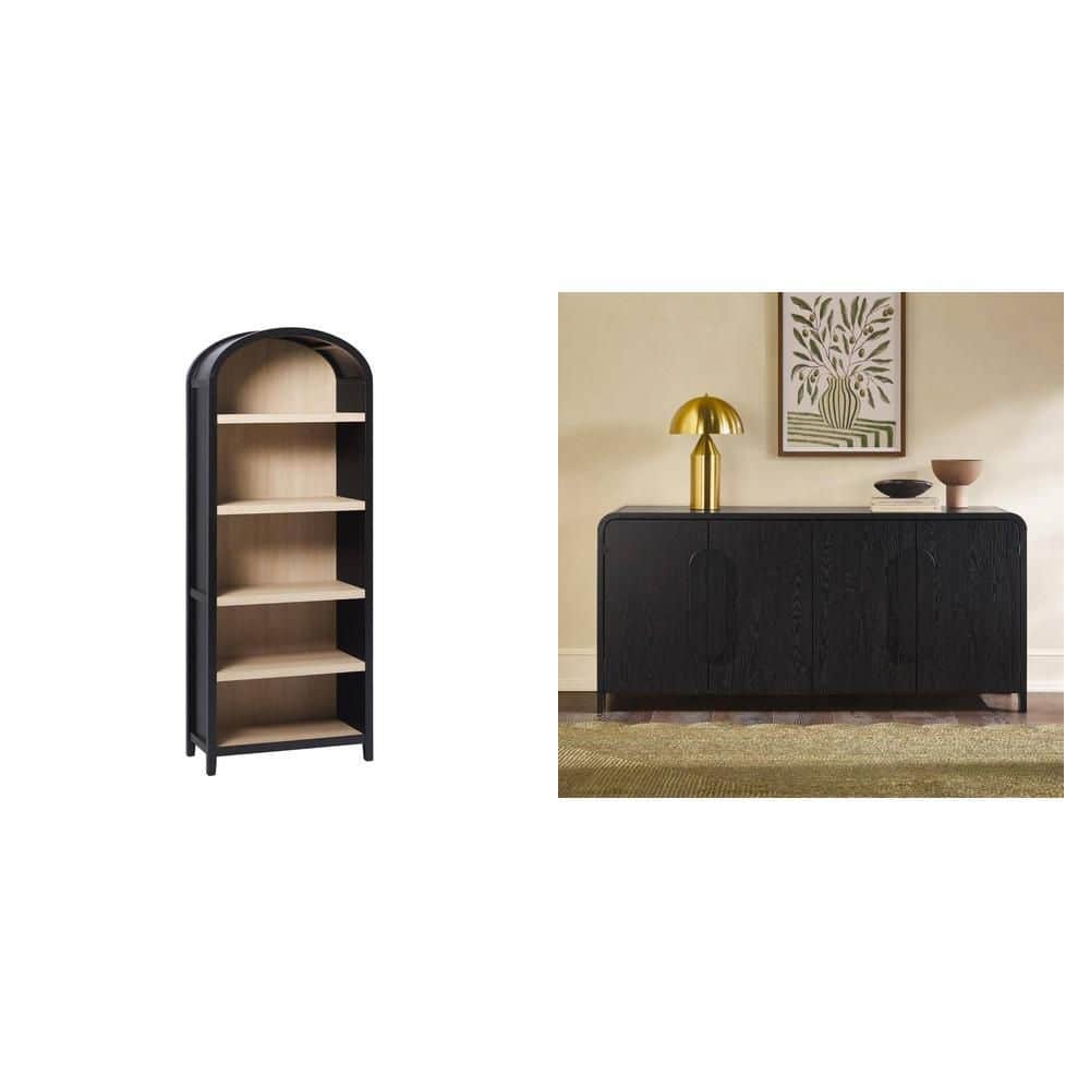Walker Edison Furniture Company Modern Black MDF 64 in. Sideboard and ...