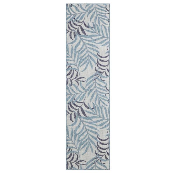 Garden Oasis Blue 2 ft. x 8 ft. Nature-inspired Contemporary Runner Area Rug