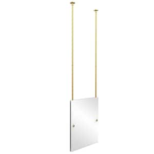 21 in. x 26 in. Frameless Rectangle Ceiling Hung Mirror in Polished Brass