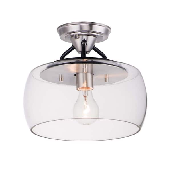 Maxim Lighting Goblet 11 in. 1-Light Black/Satin Nickel Semi-Flushmount