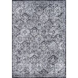 Black/Ivory 3 ft. x 5 ft. Modern Persian Boho Vintage Trellis Area Rug