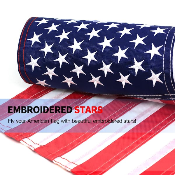 ANLEY 18 in. x 12.5 in. Embroidered Stars USA Garden Flag American