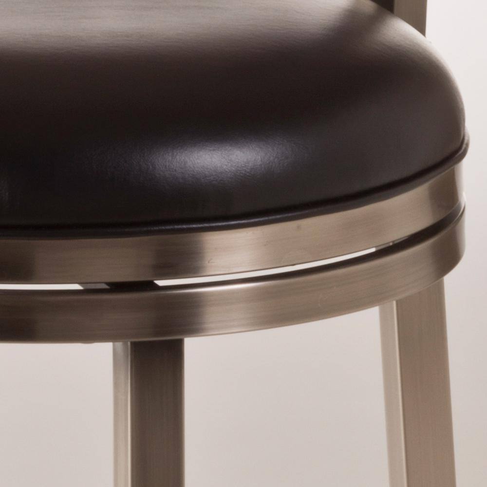 Harlow Antique Pewter 43.75" Metal Swivel Counter Stool with Black Vinyl Seat