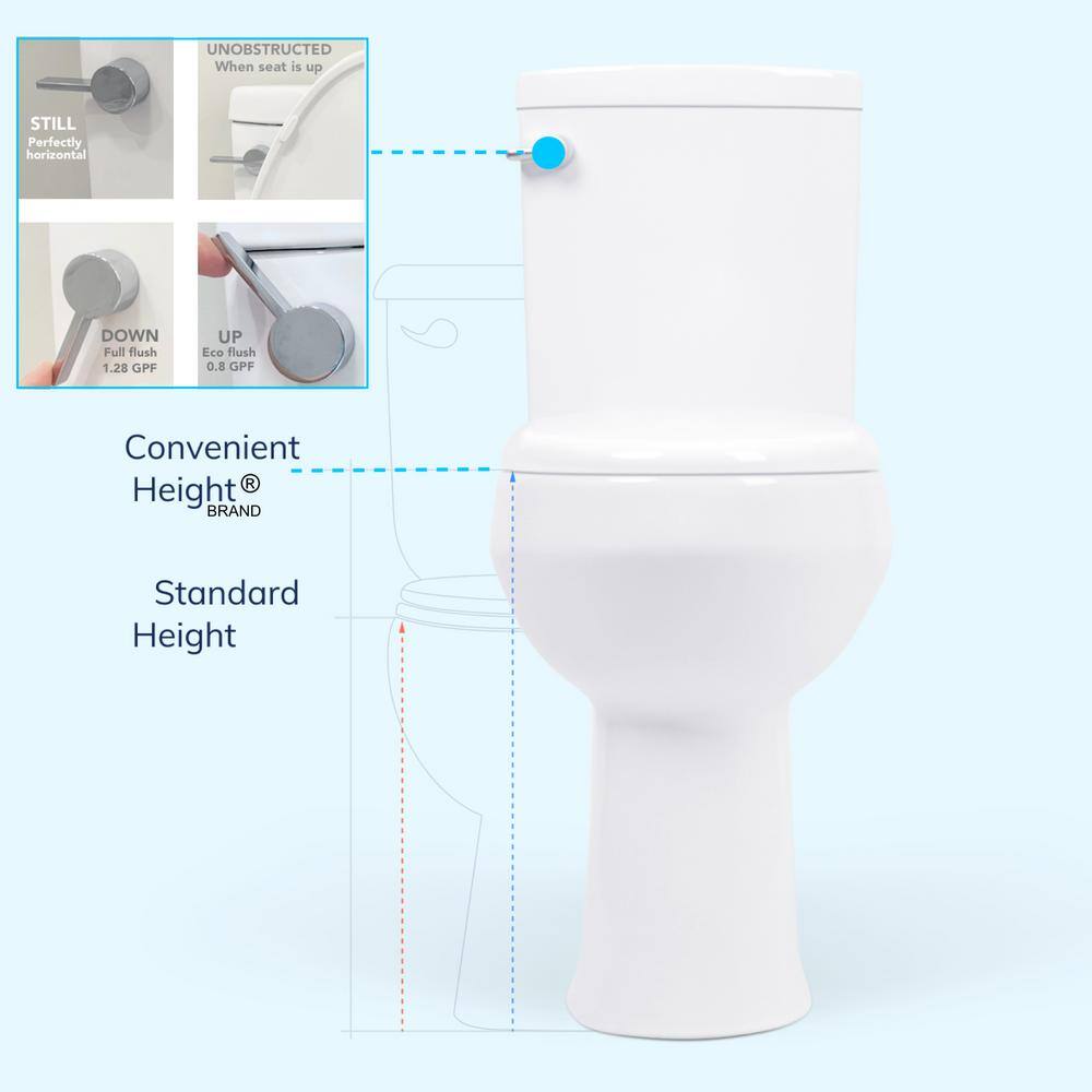 Extra Tall White Dual Flush Elongated Toilet with Chrome Handle