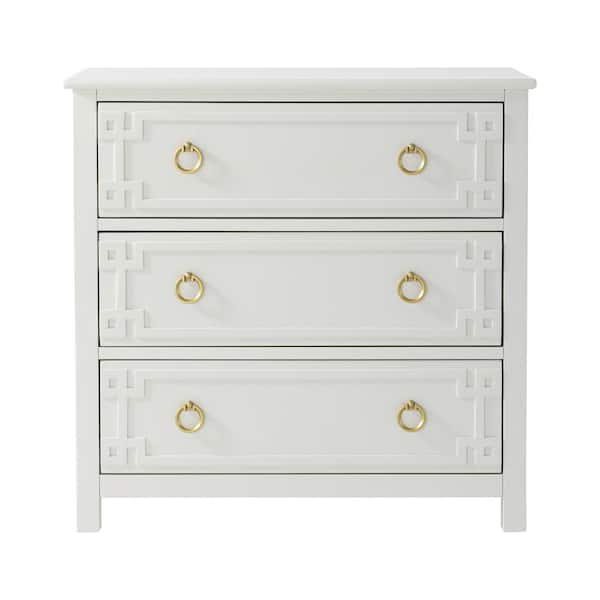 FUIN Modern White 3-Drawer Accent 31.5 in. Wide Chest of Drawer
