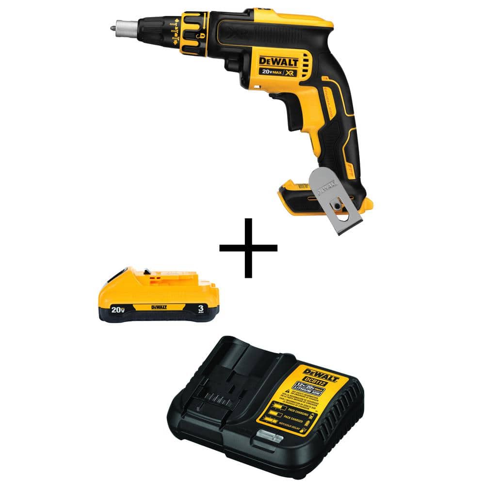 DEWALT 20V MAX XR Cordless Brushless Drywall Screw Gun and (1) 20V 3.0Ah Battery and Charger -  DCF620BW230C