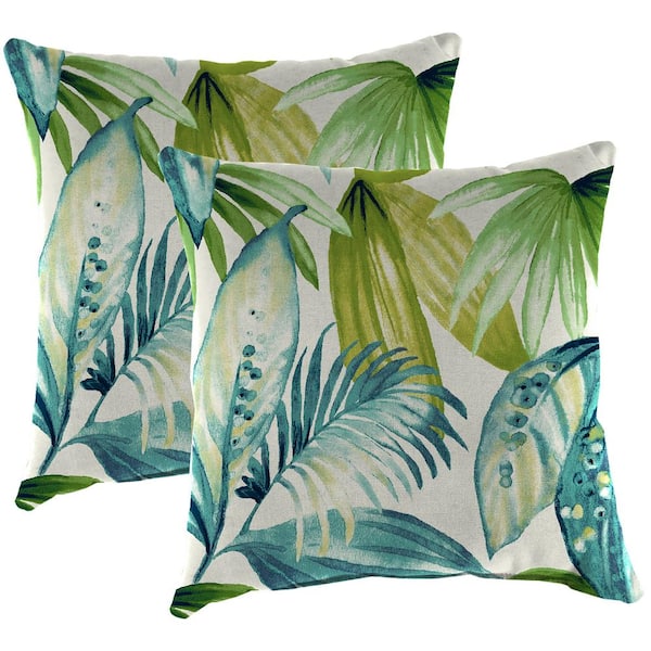 Jordan Manufacturing 22 in. L x 22 in. W x 8 in. T Square Outdoor Throw Pillow in Seneca Caribbean (2-Pack)