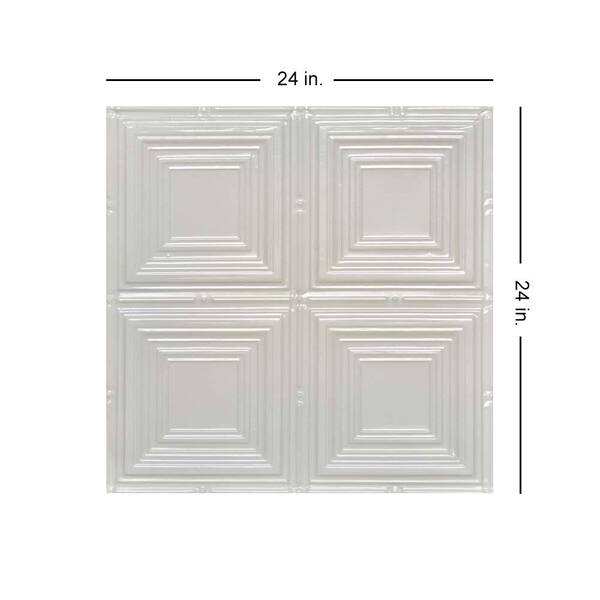 American Tin Ceilings 24-in x 24-in 5-Pack Creamy White Satin Metal/Tin 15/16-in Surface-Mount Panel Ceiling Tiles American Tin Ceilings 24-in x 24-in 5-Pack Creamy White Satin Metal/Tin 15/16-in Surface-Mount Panel Ceiling Tiles