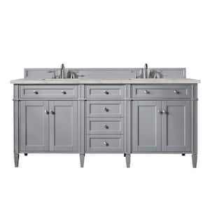 Brittany 72.0 in. W x 23.5 in. D x 34.0 in. H Double Bathroom Vanity in Urban Gray with Victorian Silver  Quartz Top