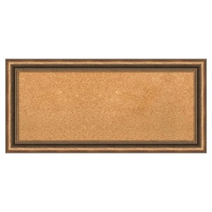 Manhattan Bronze Narrow Wood Framed Natural Corkboard 34 in. x 16 in. bulletin Board Memo Board