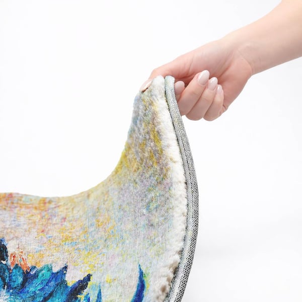 Dream Shag Premium Machine Washable Abstract ADS156 Blue 8 ft. x 8 ft. Round Rug