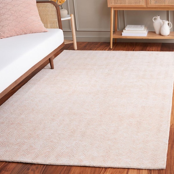 Glamour 6 ft. x 6 ft. Pink/Ivory Striped Chevron square Area Rug