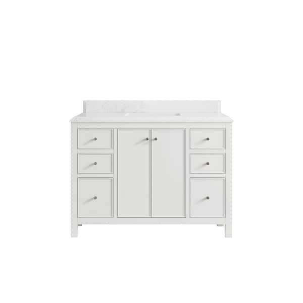 Willow Collections Chicago 48 in. Single Sink Freestanding White Bath Vanity with Empira White Qt. Top Unassembled