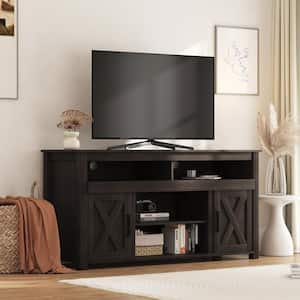 Contemporary Dark Walnut Rectangular Media Console TV Stand Entertainment Center Fits TV's up to 60 in.