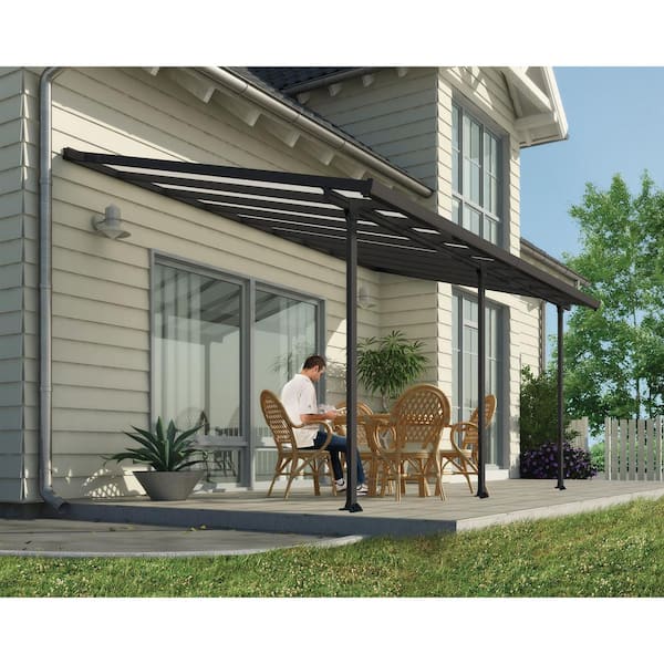 Feria 10 ft. x 18 ft. Gray/Clear Aluminum Patio Cover