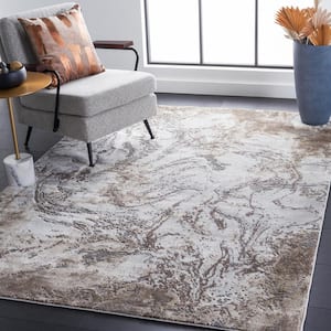 Craft Gray/Brown 4 ft. x 6 ft. Abstract Marble Area Rug