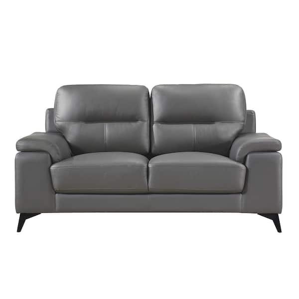 EVERGLADE HOME Argonne 66.75 in. Round Arm Faux Leather Straight in Gray