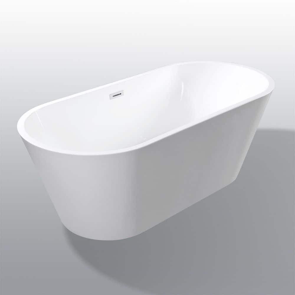 67 in x 31.5 in. Acrylic Freestanding Stand Alone Soaking Bathtub with Toe-tap Chrome Drain in Glossy White price history on PriceWatchPro