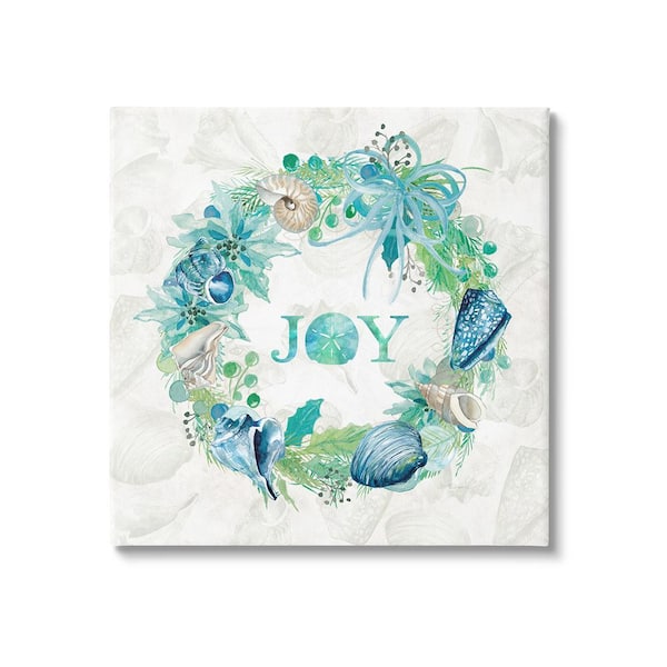Stupell Industries Joy Coastal Shell Wreath byCarol Robinson 1-Piece Unframed Graphic Print Nature Poster Art Print 24 in. x 24 in.