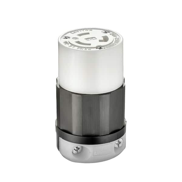 20 Amp 250-Volt Locking Connector, Black and White 2323-CS