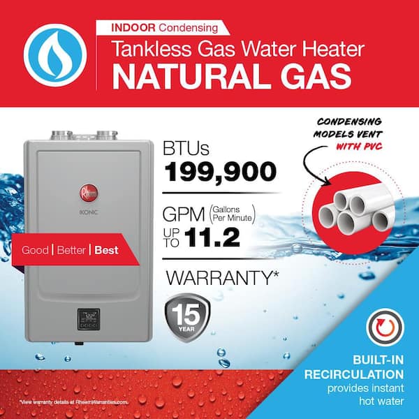 IKONIC 11.2 GPM Smart Super High Efficiency Indoor or Outdoor Natural Gas Tankless Water Heater with Recirculation