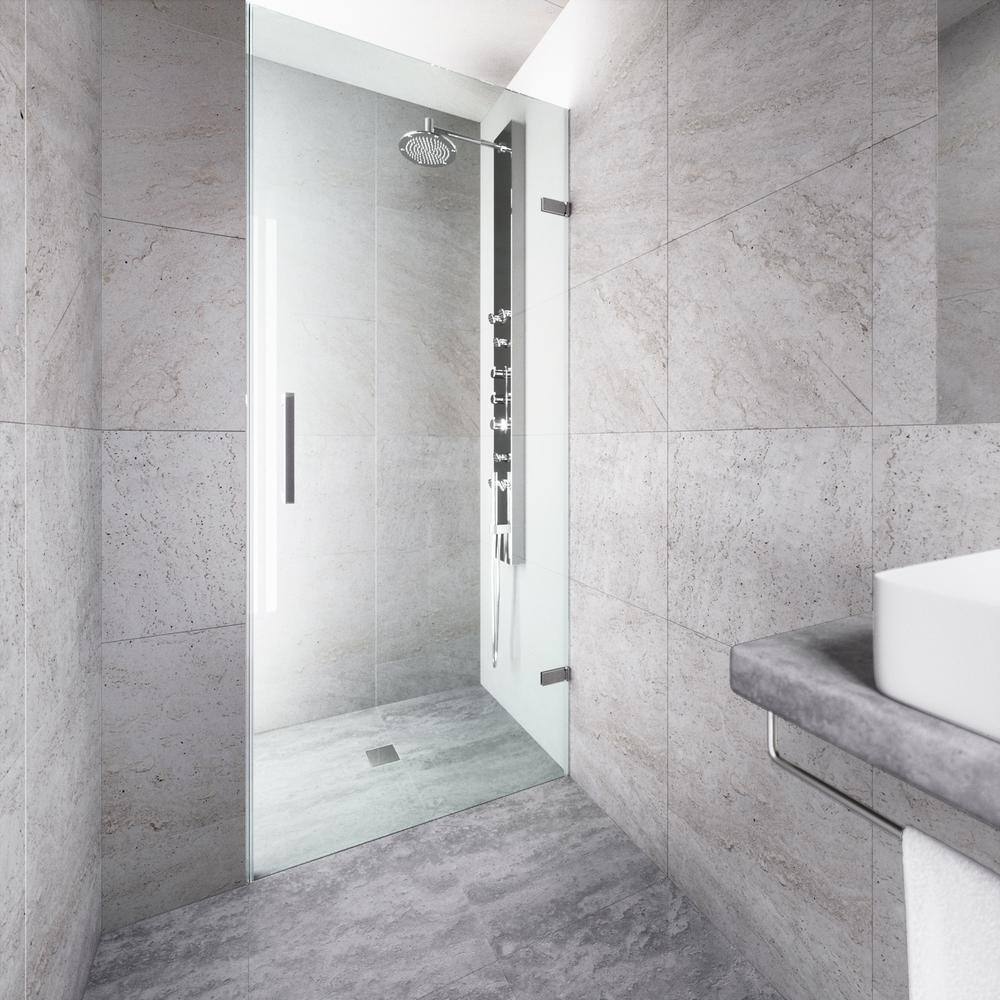Soho 24-25" Chrome Frameless Hinged Shower Door with Clear Glass